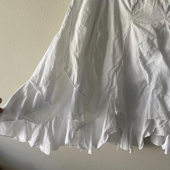 y2k vintage white cotton ruffle maxi skirt boho fairy coastal cowgirl size L/XL - Picture 3 of 7